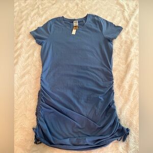 Victorias Secret PINK Ruched Sides Shortsleeve Dress Blue New